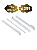Beyaz Metal Çekmece Rayı Tekerlekli Mobilya Dolap Çekmece Rayı(BEYAZ)(TAKIM)(METAL) 25cm 25cm - 4 ADET thumbnail 1