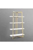 Hitit Dekorasyon Nysa Gold Metal Beyaz Kitaplık & Raf - 3