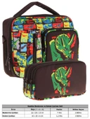 Kaukko Kids Erkek Çocuk Siyah Yeşil Gergedan Üç Bölmeli Thermo Beslenme Çantası ve Kalemlik Seti (L7263+L8263) thumbnail 2