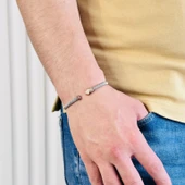 Gümüş Erkek Bileklik,14k Rose Altın Kaplama,sim Desen Harf Yazılabilir,şık Hediye - 3