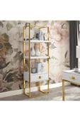 Hitit Dekorasyon Rihanna Gold Metal Beyaz Kitaplık & Raf - 2
