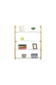 Hitit Dekorasyon Tasnia Gold Metal Ahşap Duvar Rafı 90cm 4 Katlı - 3