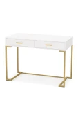 Hitit Dekorasyon Vivian Gold Metal Beyaz Çalışma Masası thumbnail 4