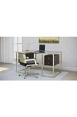 Hitit Dekorasyon Trinity Gold Metal & Ahşap & Cam Çalışma Masası - 4