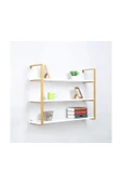 Hitit Dekorasyon Gold Metal Ahşap Duvar Rafı 120cm 3 Katlı - 1