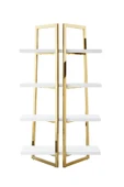 Hitit Dekorasyon Nysa Gold Metal Beyaz Kitaplık & Raf - 4