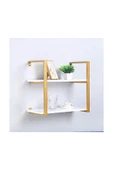 Hitit Dekorasyon Tasnia Gold Metal Ahşap Duvar Rafı 60cm 2 Katlı - 1