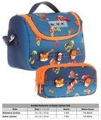 Kaukko Kids Isı Yalıtımlı Beslenme Çantası ve Üç Gözlü Kalemlik Seti - Erkek Çocuk, Lacivert Turuncu (Silikon Aksesuarlı) thumbnail 2