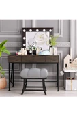Hitit Dekorasyon Sophia Siyah Metal Kahve Çalışma Masası - 2