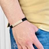 Gümüş Erkek Bileklik,14k Rose Altın Kaplama,sim Desen Isim Yazılabilir,şık Hediye thumbnail 3