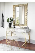 Hitit Dekorasyon Madison Gold Metal Beyaz Çalışma Masası thumbnail 2