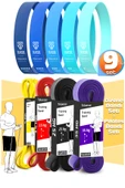 9lu TERA SET 5+15+25+35 KG + 5Li Pilates Direnç Bandı Barfiks Lastiği Loop Band Mavi Ton thumbnail 1