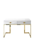 Hitit Dekorasyon Rihanna Gold Metal Beyaz Çalışma Masası - 1