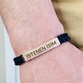 Gümüş Erkek Bileklik,14k Rose Altın Kaplama,sim Desen Isim Yazılabilir,şık Hediye thumbnail 2