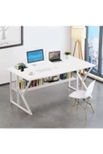 Hitit Dekorasyon Hope Beyaz Metal Çalışma Masası thumbnail 2