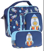 Kaukko Kids Erkek Çocuk Lacivert Roket Üç Bölmeli Thermo Beslenme Çantası ve Kalemlik Seti (L7260+L8260) thumbnail 1