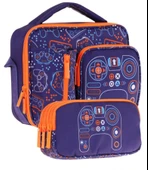 Kaukko Kids Erkek Çocuk Lacivert Turuncu Oyun Temalı Üç Bölmeli Thermo Beslenme Çantası ve Kalemlik Seti (L7281+L8281) thumbnail 1