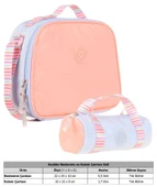 Kaukko Isı Yalıtımlı Beslenme Çantası ve Kalemlik Seti - Kız Çocuğuna Özel - İki Renkli - Mavi Turuncu Renkli thumbnail 2