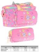 Kaukko (L7237+L8237) Beslenme Çantası (Isı Yalıtımlı) ve Kalem Çantası (Üç Bölme) Seti - Kız Çocuk - Pembe Lol Baskılı thumbnail 2