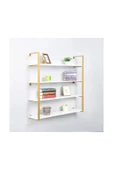Hitit Dekorasyon Tasnia Gold Metal Ahşap Duvar Rafı 120cm 4 Katlı - 1