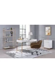 Hitit Dekorasyon Adriana Gold Metal Beyaz Çalışma Masası - 3