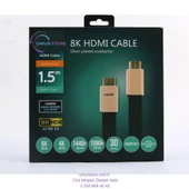 8k 27G Bps Ultra Hd 3D Ethernet Gold HDMI Kablo 1,5 mt thumbnail 1