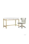 Hitit Dekorasyon Matilda Gold Metal Beyaz Çalışma Masası thumbnail 3