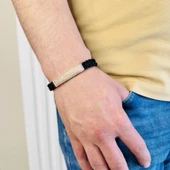 Gümüş Erkek Bileklik,14k Rose Altın Kaplama,sim Desen Isim Yazılabilir,şık Hediye thumbnail 4