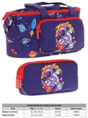 Kaukko (L7267+L8267) Beslenme Çantası (Isı Yalıtımlı) ve Kalem Çantası (Üç Bölme) Seti - Erkek Çocuk - Lacivert Kırmızı Astronot Baskılı thumbnail 2
