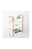 Hitit Dekorasyon Tasnia Gold Metal Ahşap Duvar Rafı 60cm 3 Katlı - 1