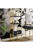 Hitit Dekorasyon Rihanna Gold Metal Siyah Kitaplık & Raf - 2