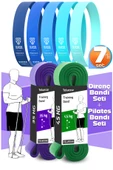7li MEGA SET 35+45 KG + 5Li Pilates Direnç Bandı Barfiks Lastiği Loop Band Mavi Ton thumbnail 1