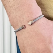 Gümüş Erkek Bileklik,14k Rose Altın Kaplama,sim Desen Harf Yazılabilir,şık Hediye - 1