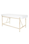 Hitit Dekorasyon Mandy Gold Metal Beyaz Çalışma Masası - 4