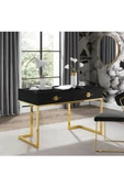 Hitit Dekorasyon Rihanna Gold Metal Siyah Çalışma Masası - 5
