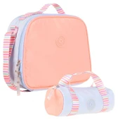 Kaukko Isı Yalıtımlı Beslenme Çantası ve Kalemlik Seti - Kız Çocuğuna Özel - İki Renkli - Mavi Turuncu Renkli thumbnail 1