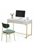Hitit Dekorasyon Vivian Gold Metal Beyaz Çalışma Masası thumbnail 8