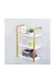 Hitit Dekorasyon Tasnia Gold Metal Ahşap Duvar Rafı 60cm 3 Katlı - 2