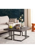 Hitit Dekorasyon Amalya Siyah Metal Ahşap Orta Sehpa thumbnail 2