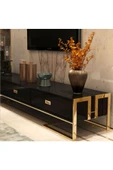 Hitit Dekorasyon Barbara Gold Metal Siyah Tv Ünitesi - 3