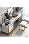 Hitit Dekorasyon Cristina Beyaz Gold Metal Makyaj Masası - 3