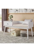 Hitit Dekorasyon Skyler Beyaz Ahşap Benç - 2