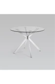 Hitit Dekorasyon Zalika Paslanmaz Metal&cam Yuvarlak Yemek Masası - 1