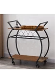 Hitit Dekorasyon Chaya Siyah Metal&ahşap Servis Arabası - 3