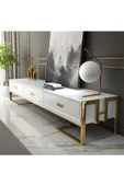 Hitit Dekorasyon Barbara Gold Metal Beyaz Tv Ünitesi - 2