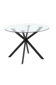 Hitit Dekorasyon Zalika Siyah Metal&cam Yuvarlak Yemek Masası - 1