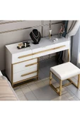 Hitit Dekorasyon Cristina Beyaz Gold Metal Makyaj Masası - 5