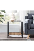 Hitit Dekorasyon Adeline Siyah Metal Cam&ahşap Yan Sehpa - 3