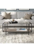Hitit Dekorasyon Adeline Siyah Metal Cam&ahşap Orta Sehpa thumbnail 4