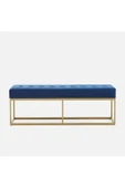 Hitit Dekorasyon Camron Gold Metal Bench Mavi - 2